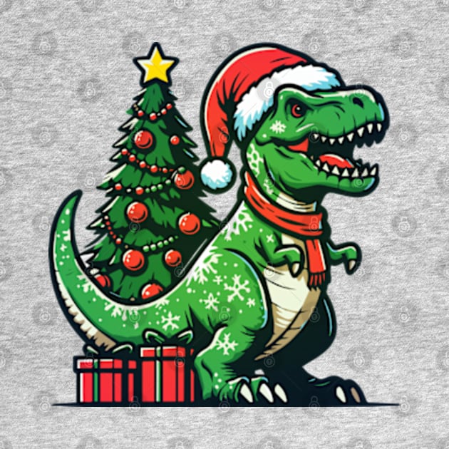 Christmas T-Rex by ArtFactoryAI